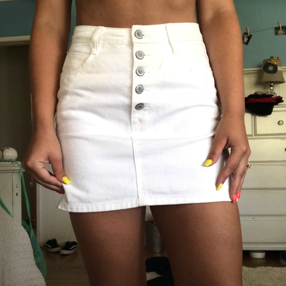 brandy melville white jean skirt
